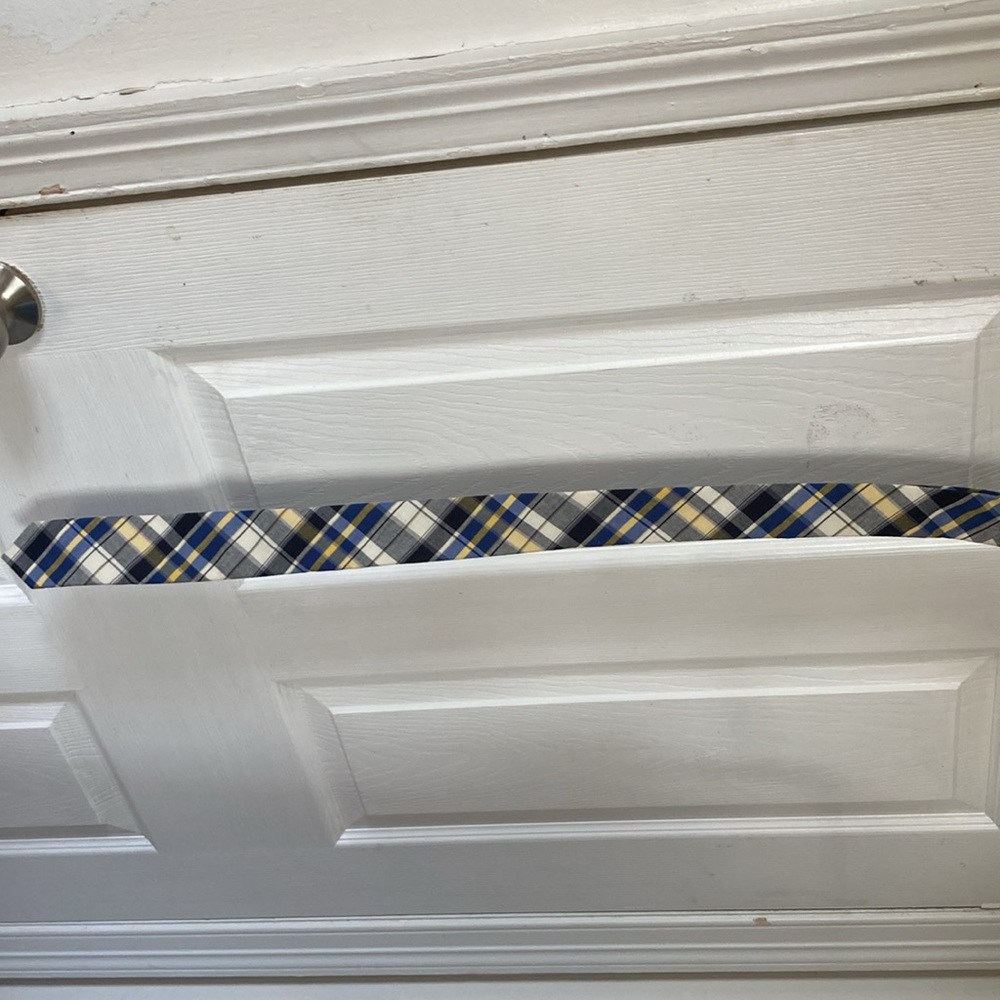 Plaid Tie in Blue, Yellow, and White NWOT - Picture 2 of 2